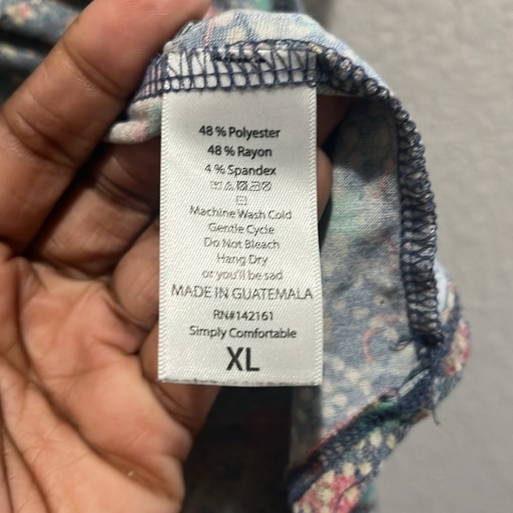 Women's LULAROE Turquoise Short Sleeve Tunic Top Size XL Multi Color Summer - Picture 4 of 7